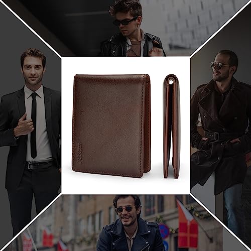 IMDCGYY Slim Wallet for Men Genuine Leather Carbon Fiber Card Holder Money Clip Rfid Blocking Mens Front Pocket Wallet