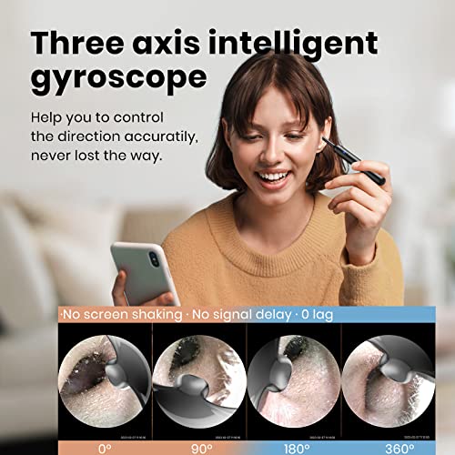 Ear Wax Removal Tool, Ear Cleaner Otoscope with Light, Ear Cleaning Kit with 12 Pcs Ear Set, Ear Wax Cleaner with 12 Ear Pick, Ear Camera for iPhone, iPad, Android Phones
