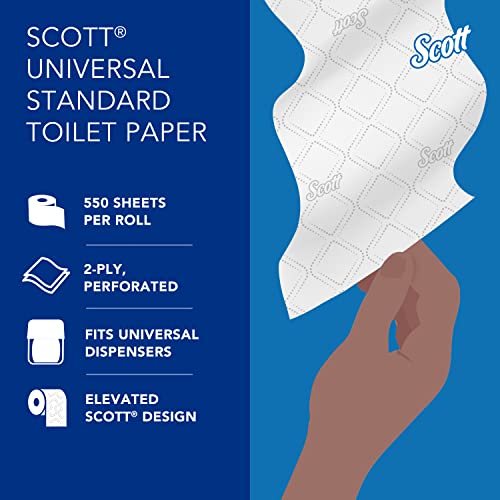 Scott® Professional Standard Roll Toilet Paper (04460), with Elevated Design, 2-Ply, White, Individually wrapped, (550 Sheets/Roll, 80 Rolls/Case, 44,000 Sheets/Case)