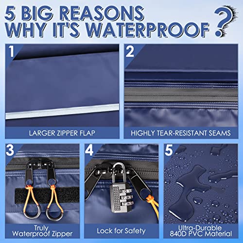 Car Rooftop Cargo Carrier Bag, Anti-Tear 840D Car Top Carrier for All Vehicle with/Without Roof Rack, 21 Cubic Waterproof Storage Bag, Anti-Slip Mat, 6 Anti-Scratch Door Hooks, 2 Extra Straps