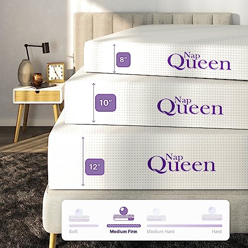 NapQueen 8 Inch Bamboo Charcoal Twin Size Medium Firm Memory Foam Mattress, Bed in a Box