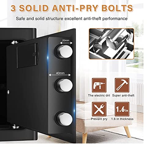 1.3 Cu ft Home Safe Fireproof Waterproof, Digital Home Security Safe Box with Combination Lock and Removable Shelf, Fireproof Document Safe for Home Money Firearm Medicines