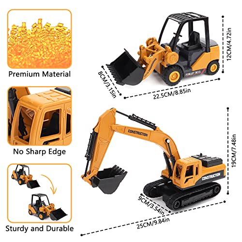 deAO Excavator Toys Set for Toddler Boys Friction Powered Push and Go Construction Truck Toy for Kids 3+ Engineering Vehicle Toys with Excavator & Bulldozer for Boys Girls Gifts