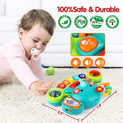 Baby Piano Toy 6 to 12 Months Elephant Light Up Music Baby Toys for 6 9 12 18 Months Early Learning Educational Piano Keyboard Infant Toys Baby Girl Piano Toy Gift Toy for 1 Year Old Boys Girls