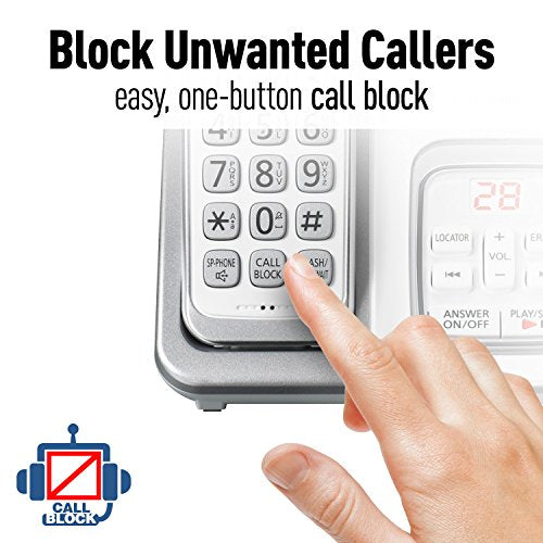 Panasonic Expandable Cordless Phone System with Answering Machine and Call Block - 3 Cordless Handsets - KX-TGD533W (White/Silver)