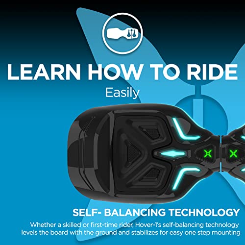 Hover-1 Superfly Electric Hoverboard, 7MPH Top Speed, 6 Mile Range, Long Lasting Li-Ion Battery, 5HR Full Charge, Built-In Bluetooth Speaker, Rider Modes: Beginner to Expert, Black