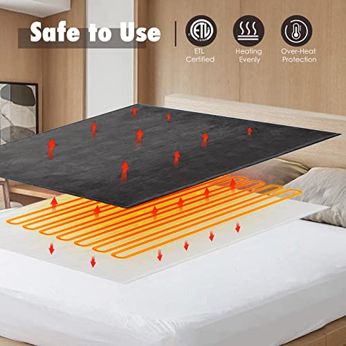 Heated Blanket Electric Throw, 50" x 60" Electric Blanket, 10 Heat Levels & 1-8hrs Timer Auto-Off, ETL Certified, Mashine Washable, Full Body Soft Flannel Sherpa Heating Blankets for Home Bed Office