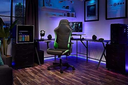 RESPAWN 110 Ergonomic Gaming Chair - Racing Style High Back PC Computer Desk Office Chair - 360 Swivel, Integrated Headrest, 135 Degree Recline with Adjustable Tilt Tension & Angle Lock - 2023 Green