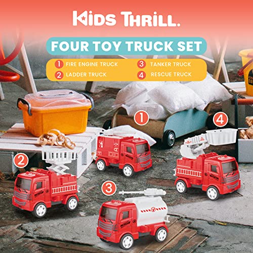 KIDSTHRILL Small Fire Trucks for Boys and Girls, Four Different Kinds of fire Truck Toys for 3 4 5 6 7 Year Old Boys and Girls