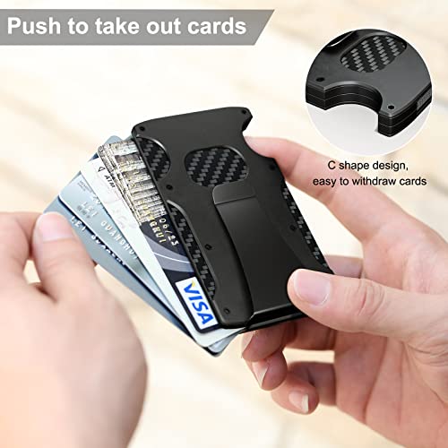 Slim Men's Wallet With Money Clip & Card Holder for 15 Cards and 10 Bills, RFID Blocking, Minimalist Carbon Fiber Wallet Gifts for Men Christmas Stocking Stuffers/Valentine's Day/Thanksgiving/Birthday