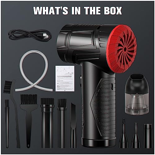 Cudmor 2 in 1 Cordless Electric Air Duster and Vacuum - Powerful 100000RPM, No Canned Air Needed, Reusable Alternative, Ideal for Computer, PC, Keyboard 8000mAh Battery