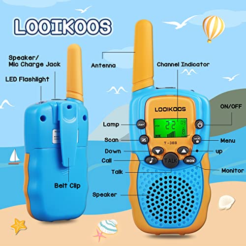 LOOIKOOS Walkie Talkies for Kids, 3 KMs Long Range Walky Talky Radio Kid Toy Gifts for Boys and Girls 3 Pack