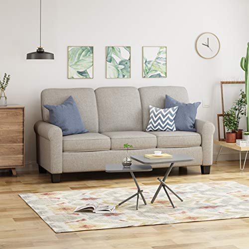Christopher Knight Home Bridget 3-Seater Sofa, Traditional, Modern, Beige, Dark Brown