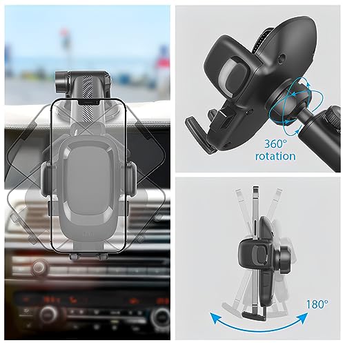 DYT Dashboard & Windshield Universal Car Mount Phone Holder, Compatible with iPhone, Samsung, Google, and More (Black)
