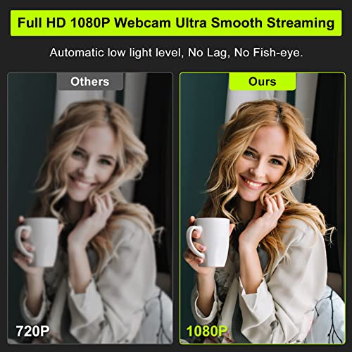 Webcam with Ring Light Microphone - Streaming Web Camera, 1080P Full HD Pro Camera for PC Mac Laptop Desktop, USB Computer Webcam with Privacy Cover and Tripod for Zoom Meeting Skype Teams Twitch
