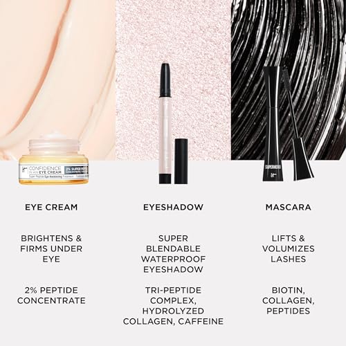 IT Cosmetics Your Eye-Loving Essentials Gift Set – 3-Piece Makeup + Skincare Kit – Includes Moisturizing Eye Cream, Brightening Eyeshadow Stick & Volumizing Black Mascara – Full Size Favorites