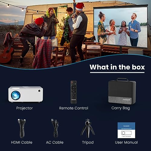 FANGOR 1080P HD Projector, WiFi Bluetooth Projectors, Max 230”Projection Screen Portable Home Theater Video Movie Proyector With Tripod, Compatible with HDMI, USB, Laptop, iOS & Android Phone