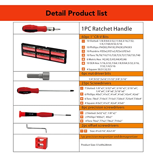 B BOCHAMTEC 101-Piece Magnetic Screwdriver Set with Organizer Rack,Drive Magnetic Bit Holding Screwdriver Handle,for Home Repair,Improvement,Best Tools for Men Tools Gift