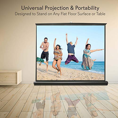 Pyle 50" Inch Portable Projector Screen - Portable Floor Standing Fold-Out Roll-Up Tripod Manual, Office Presentation, Quick Assembly - PRJTP53