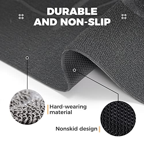 MatEssenz Front Door Mat, Durable Hello Door Mat Outdoor, Resist Dirt Welcome Mat for Shoes Scraper, Low Profile Indoor Door Mats, Doormat for Entrance, Garage, High Traffic Area(24X36, Grey)