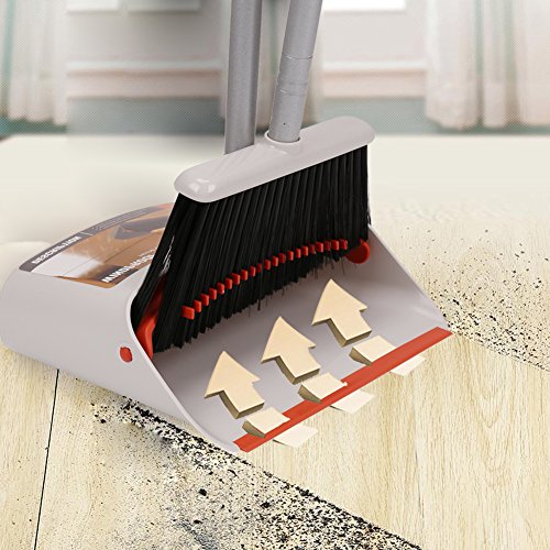 Broom and Dustpan for Home/Broom with Dustpan Combo Set/Dust Pan with Long Handle for Kitchen Room Office Lobby Floor Use Upright Standing Dustpan Indoor Broom Set