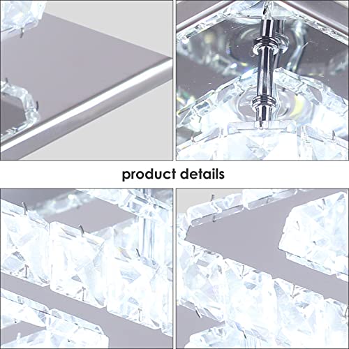 Cainjiazh Mini Chandelier LED Crystal Ceiling Light 2 Layers Flush Mount Ceiling Light Modern Chandelier Lighting for Hallway Staircase Kitchen Bathroom (Cool White)