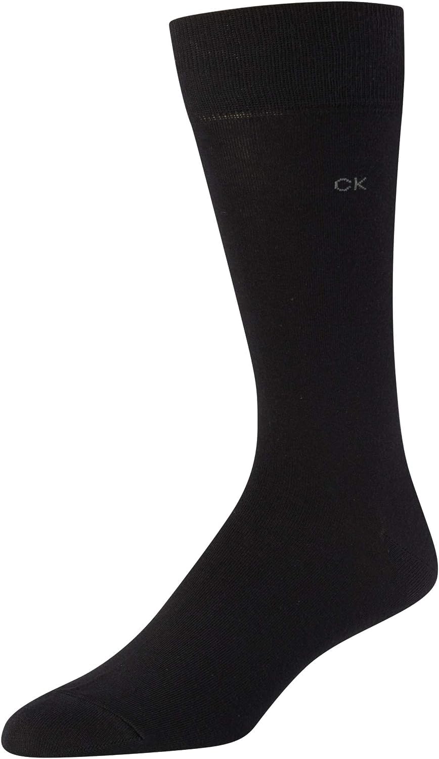Calvin Klein Men's Dress Socks - Lightweight Cotton Blend Crew Socks (8 Pack), Size 7-12, Solid Black