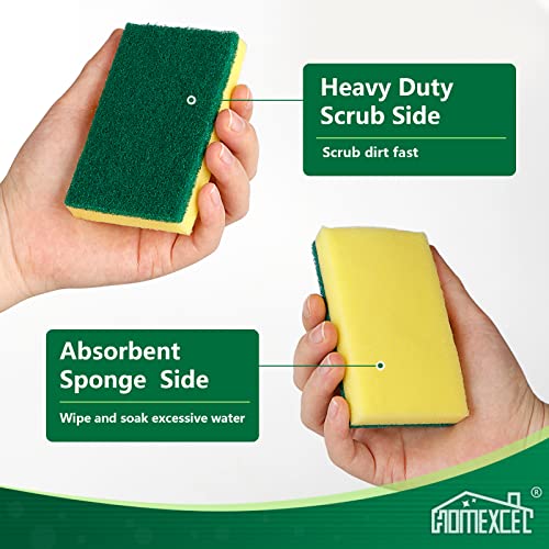 HOMEXCEL 24 Count Heavy Duty Scrub Sponges Kitchen,Small Dish Sponges for Kitchen,Flexible Household Cleaning,3.5"X2.1"X0.9"