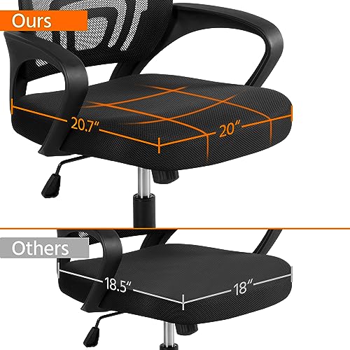 Yaheetech Office Chair Ergonomic Computer Chair Mid Back Adjustable Desk Chair with Lumbar Support Armrest, Swivel Mesh Task Gaming Chair for Home Office Work Study, Black