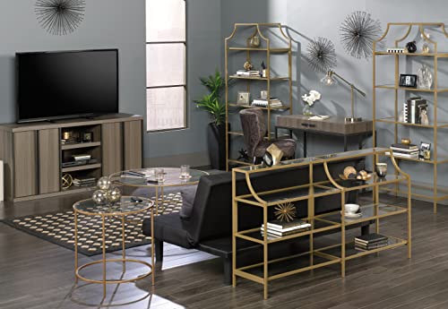 Sauder 417830 Int Lux Coffee Table Round, Glass / Gold Finish