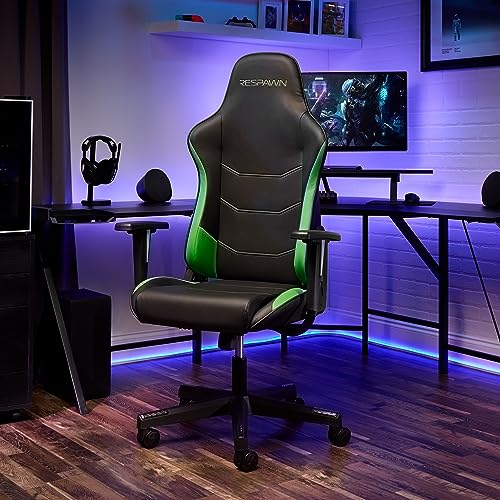 RESPAWN 110 Ergonomic Gaming Chair - Racing Style High Back PC Computer Desk Office Chair - 360 Swivel, Integrated Headrest, 135 Degree Recline with Adjustable Tilt Tension & Angle Lock - 2023 Green
