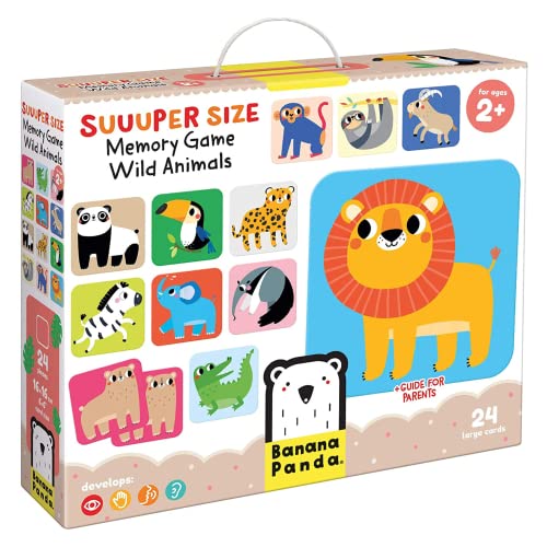 Banana Panda Suuuper Size Memory Game - Wild Animals - Classic Toddler Game includes 24 Extra-Large Cards - Play Matching Games, Use as Flashcards, for little kids ages 2-4 years
