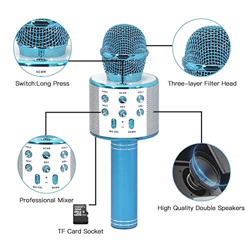 Keyian Karaoke Microphone for Kids Adults, Bluetooth Microphone Wireless Gifts for 2 4 5 7 Year Old Girls Toys 6-8-10 Years Old