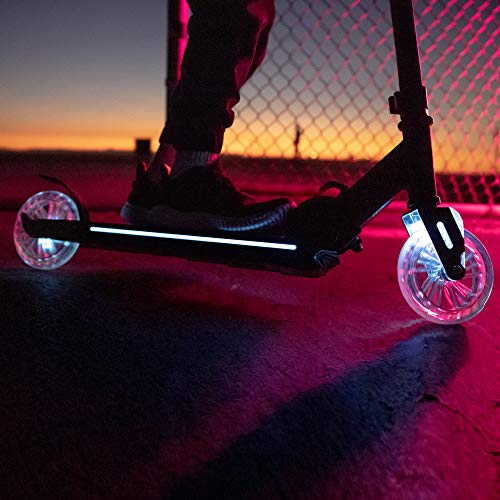 Yvolution Neon Flash Foldable Kids Scooter with Light up Wheels, Easy Folding Scooter with 2 Light up Wheels and and Rear Brake, Adjustable Height LED Scooer, Dynamic Lights Kick Scooter for Kids 5+