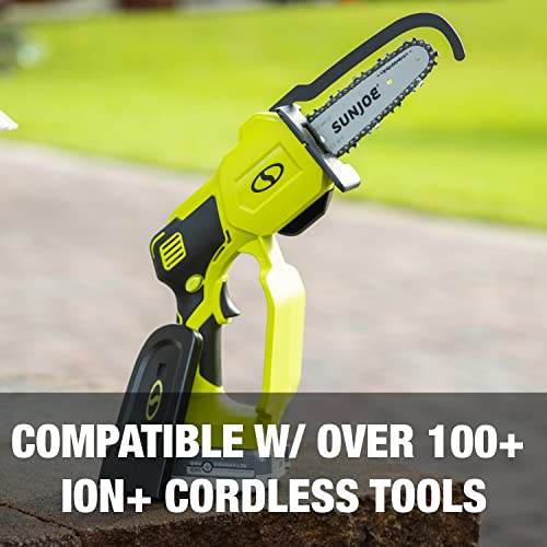 Sun Joe 24V-HCS-LTE-P1 24-Volt iON+ Cordless Mini Chainsaw, Green & SWJ-OIL Premium Bar, Chain and Sprocket Oil, All Season Chainsaw Chain Lubrication, 1-Quart