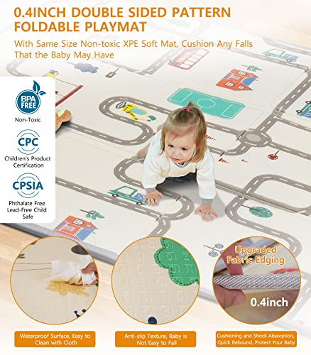 Baby Playpen with Mat, Large Baby Play Yard for Toddler, BPA-Free, Non-Toxic, Safe No Gaps Playards for Babies, Indoor & Outdoor Extra Large Kids Activity Center 79"x59"x26.5" with 0.4" Playmat