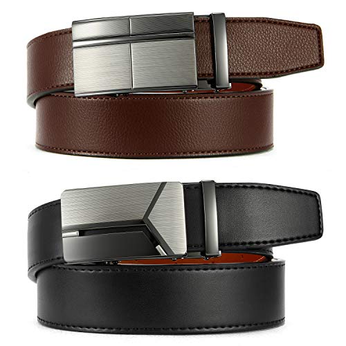 CHAOREN Ratchet Belts for Men 2 Pack - Mens Belt Leather 1 3/8" in Gift Set Box - Meet Almost Any Occasion and Outfit
