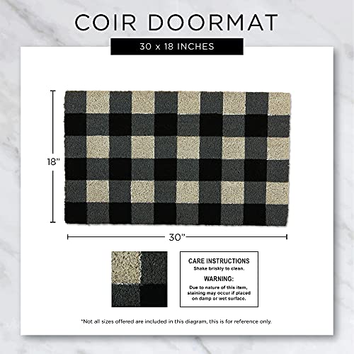 DII Hello Coir Fiber Doormat Non-Slip Durable Outdoor/Indoor, Pet Friendly, 18x30, Gray