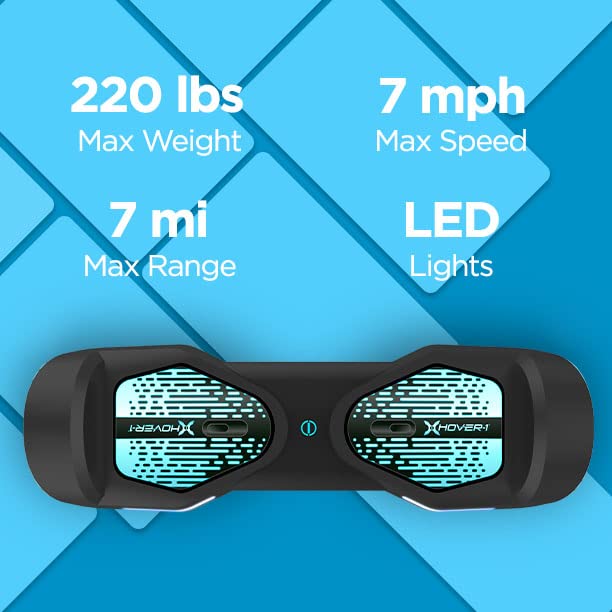 Hover-1 All-Star 2.0 Hoverboard | 7MPH Top Speed, 7MI Range, 200W Motor, Bluetooth Speaker, 5HR Recharge, 220lbs Max Weight, LED Wheels & Headlights, Black
