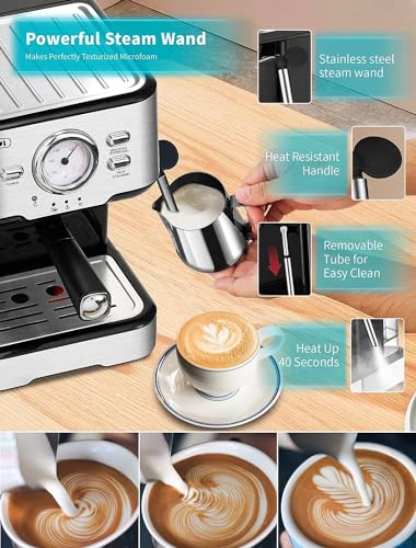 Gevi Espresso Machine, Espresso Maker with Milk Frother Steam Wand, Compact Espresso Super Automatic Espresso Machines for home Cappuccino, Latte