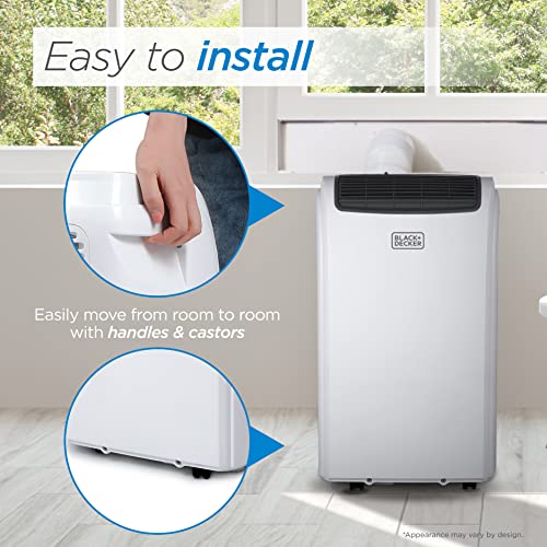 BLACK+DECKER 12,000 BTU Air Conditioner Portable for Room up to 550 Sq. Ft, 4-in-1 AC Unit, Dehumidifier, Heater, & Fan, Portable AC with Installation Kit & Remote Control