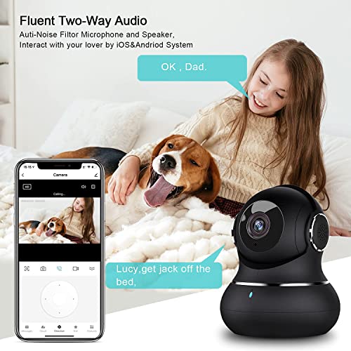 Indoor Security Camera, litokam 360 Pan/Tilt Home Security Camera with Motion Detection, 1080P Pet Camera with Phone App, Baby Monitor with Night Version, WiFi Camera-Two Way Audio, Work with Alexa