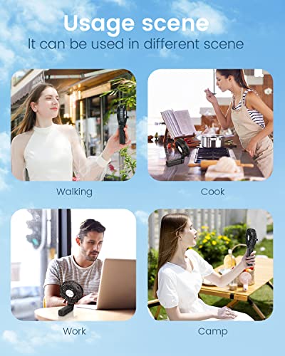 EasyAcc Mini Handheld Fan, Portable Fan Small USB Desk Fan Personal Hand Fan 3 Speed 10H Working Hours Rechargeable Battery Cooling Folding Fan for Travel Outdoor Office Household