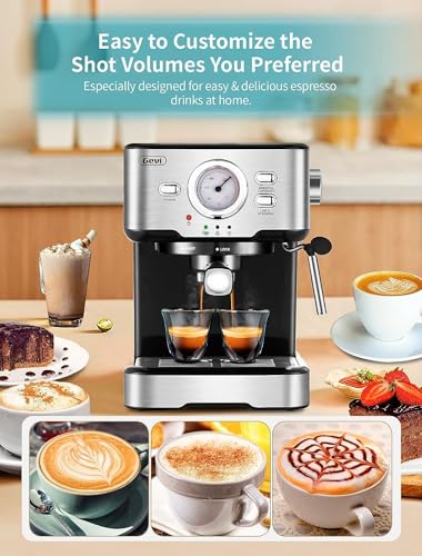 Gevi Espresso Machine, Espresso Maker with Milk Frother Steam Wand, Compact Espresso Super Automatic Espresso Machines for home Cappuccino, Latte