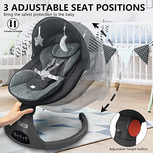Electric Baby Swing for Infants,5-Speed Baby Swing with 12 Preset Lullabies,Remote Control Baby Rocker with Touch Screen Baby Chair for 5-20 lb,0-9 Months Suitable for Indoor and Outdoor.