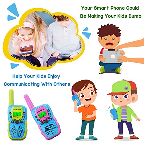 LOOIKOOS Walkie Talkies for Kids, 3 KMs Long Range Walky Talky Radio Kid Toy Gifts for Boys and Girls 3 Pack