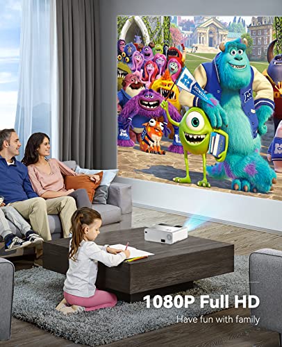 Mini Projector, CiBest Native 1080P Projector Outdoor, 2023 Upgraded 9500L Full HD Portable Projector, Small Home Movie Projector 200" Supported, Compatible with PS4, PC via HDMI, VGA, AV, and USB