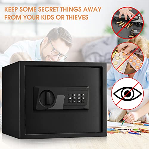 1.3 Cu ft Home Safe Fireproof Waterproof, Digital Home Security Safe Box with Combination Lock and Removable Shelf, Fireproof Document Safe for Home Money Firearm Medicines