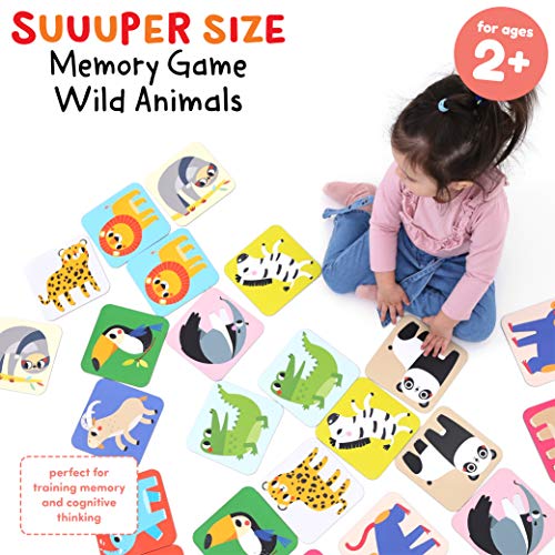 Banana Panda Suuuper Size Memory Game - Wild Animals - Classic Toddler Game includes 24 Extra-Large Cards - Play Matching Games, Use as Flashcards, for little kids ages 2-4 years