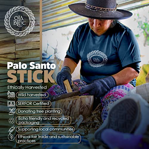 Ola Blue Palo Santo Sticks Premium Resin (12-Pack) Peruvian Authentic - substantially harvested Hand Picked Incense Sticks Energy Cleansing Smudging Sticks – Natural (Holy Wood)